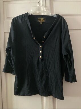 Lauren Ralph Lauren Black Henley Long-Sleeve Top